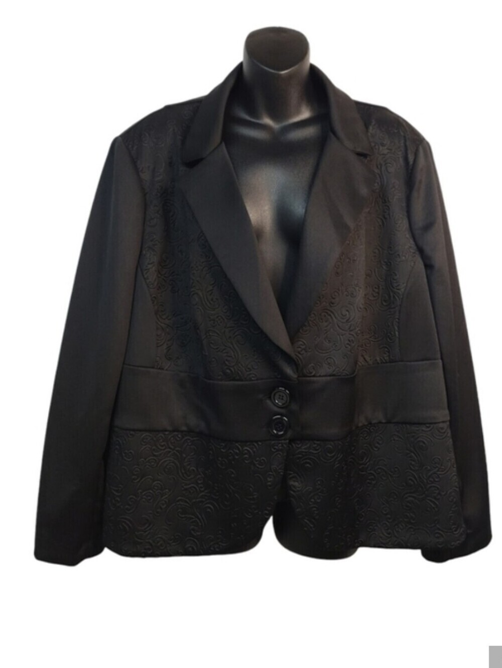 CATO Women's Black Floral Print Blazer Jacket Size 22/24W